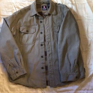 Chaps Khaki colored fleece lined shirt jacket size L
